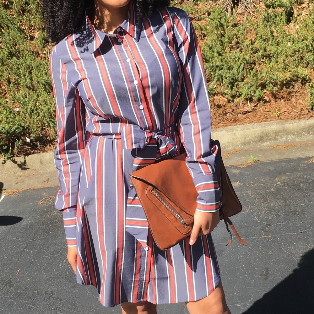 Striped long sleeve dress